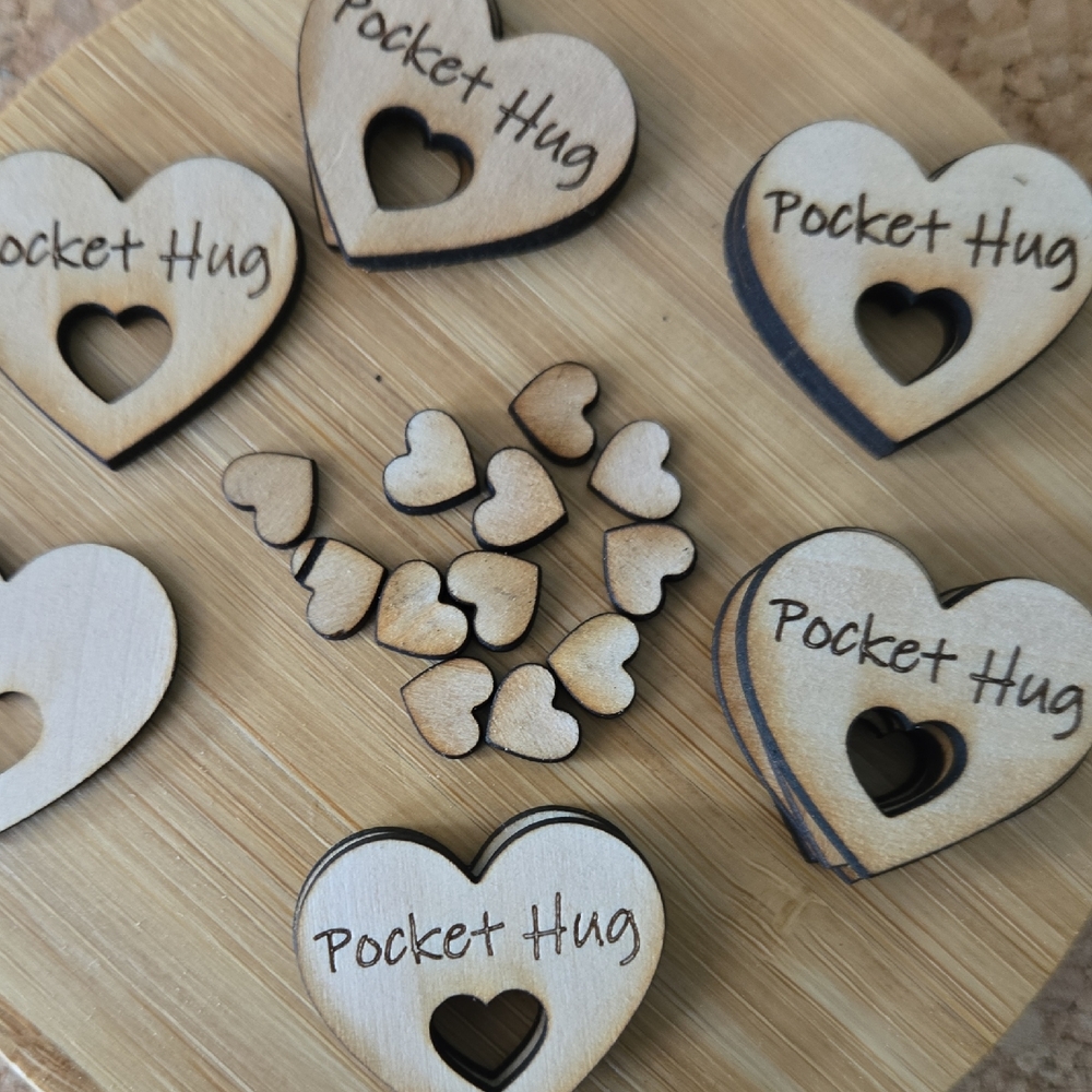 Heart-Shaped Wooden Pocket Tokens